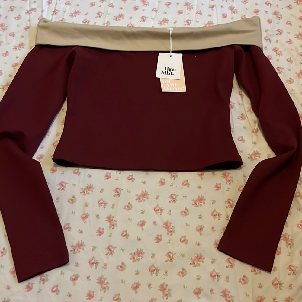 tiger mist off shoulder top